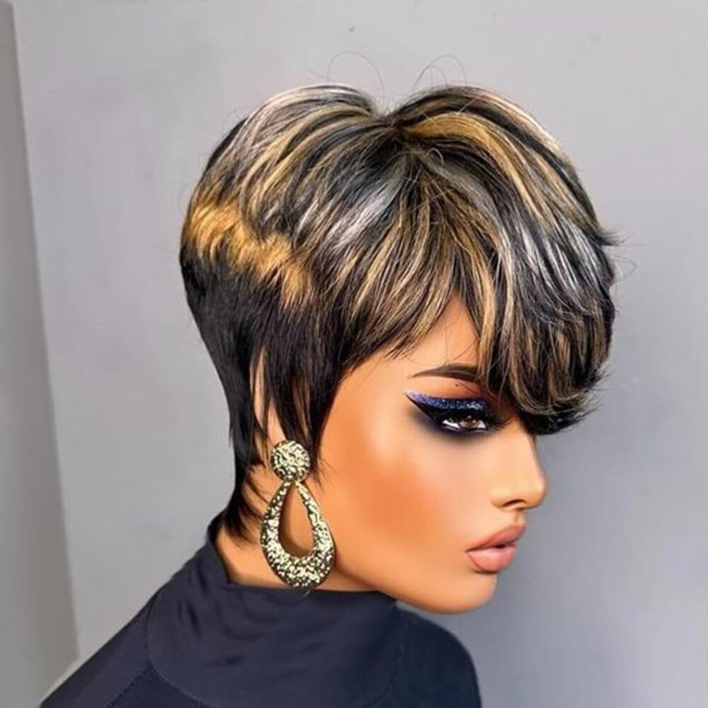 Chic Pixie Cut Human Hair Wig For Black Women Sho… - image 1